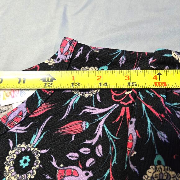 LulaRoe Sz XL Black Amelia Textured Floral Print Zip Dress - Picture 6 of 8